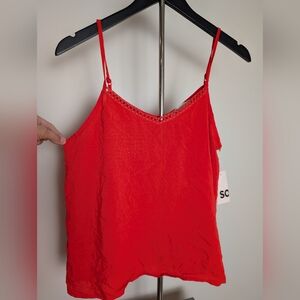 NWT SO Bright Red Cropped Adjustable Straps Women's Camisole Size M